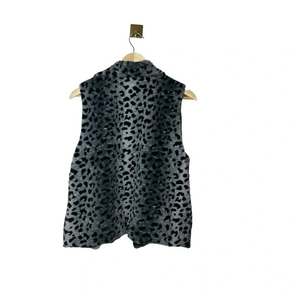 VINTAGE Betsey Johnson Faux Fur Sleeveless Vest in Grey/Black Size L - Picture 6 of 8